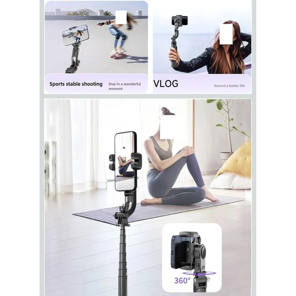 C22 AI Face Tracking Handheld Gimbal Stabilizer 360° Rotation Shoot Selfie Stick